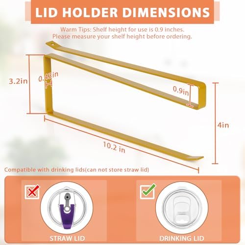 Tumbler Lid Organizer, Versatile Tumbler Lid Storage Holds 10 Lids, Gold - Image 3