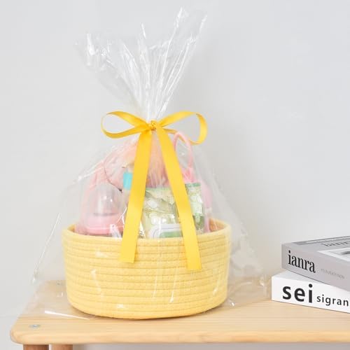 ABenkle Small Woven Basket, Empty Tiny Shallow Storage Basket, Mini Cotton Rope Baskets, Round Decorative Hamper, Basket Storage Bins for Toys, Spa, Socks, Nursery, Living Room - Image 5