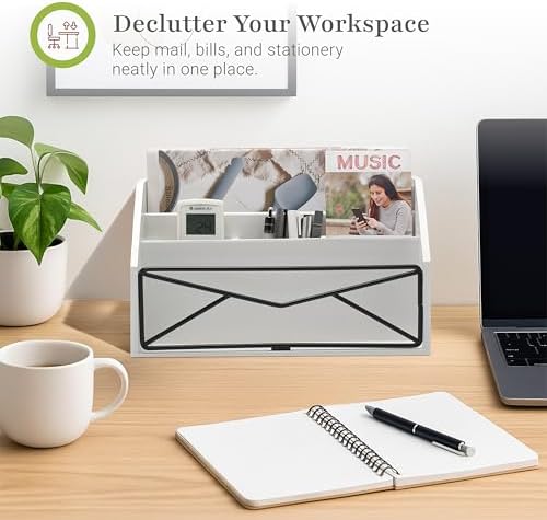 Prosumer's Choice Bamboo Desk Organizer – White Powder-Coated Natural Bamboo Mail Organizer for Countertop - Wooden Desktop Organizer for Mail, Files, Letters, and Tabletop Storage - Image 2