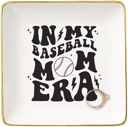 NZY Gifts for Baseball Coach,in My Baseball Mom Era,Game Day Gift for Mom,Sport Mom Gift,Mother's Day Gift,Birthday Gifts for Mother Mama-Christmas Gift-Ceramic Jewelry Tray Trinket Holder Ring Dish by NZY