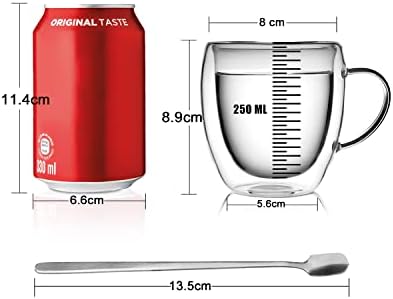 LIBWYS 2 Pack Double Walled Coffee Cups Glasses Mug, 8.5oz Borosilicate - Image 4