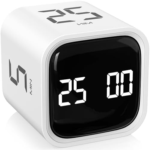 Rotating Productivity Timer 5/25/10/50, Desk Flip Timer for ADHD, White by OORAII