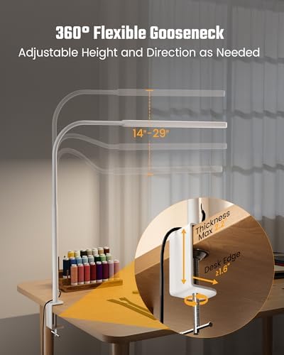 SUPERDANNY Eye-Caring LED Desk Lamp Work Lamp Office Lamp with Side Clamp - Image 7