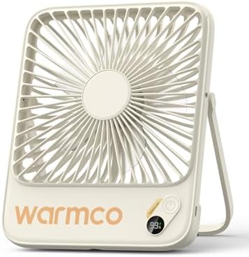 Warmco D3 Portable Travel Fan 10000mAh, Ultra-Slim, 10-24H Battery Life by Warmwinterscoolsummers