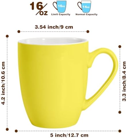 Urbanstrive 16 oz Large Coffee Mug with Handle Tea Cup Novelty Coffee Cup Idea Gift for Men Women Office Work (Yellow) - Image 2
