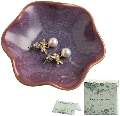 BEUNAIZER Galaxy Purple Jewelry Dish Tray, Ring Dish, Ceramic Trinket Tray, Key Bowl, Aesthetic Nightstand Bathroom Room Decor Mothers Day Friendship Christmas Birthday Gifts for Women by BEUNAIZER
