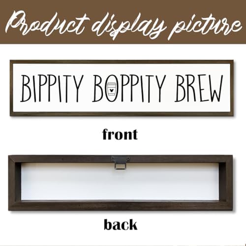 Coffee Wood Sign, Cute Coffees Decoration, Country Farmhouse Decor for Home Kitchen, Wooden Hanging Signs, Rustic Coffee Station Decor, Coffees Lover Gift, Bippity Boppity Brew Sign, 17.8x4x1.2 inches - Image 3