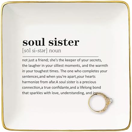 NZY Birthday,Christmas Gift for Soul Sister-Gratitude Affirmation Recognition Thank You Gift for Sister,Best Friend,Sis-in-Law,Bestie-Best Friend Ever-Friendship,Jewelry Tray Trinket Holder Ring Dish by NZY