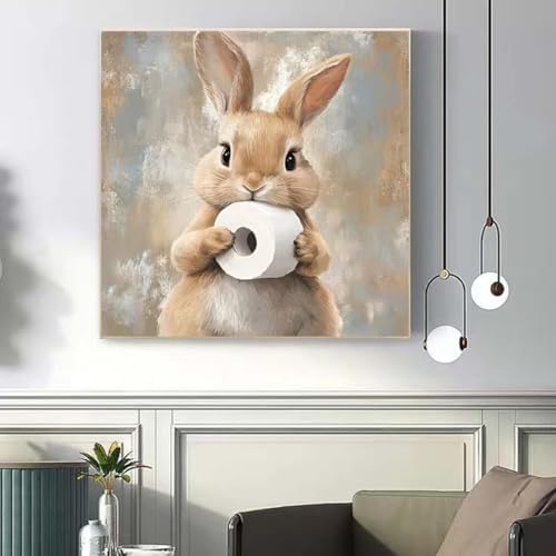 OJTOYART Animal Diamond Painting Kits for Adults,5D Cute Rabbit Diamond Art Kits for Beginners,DIY Round Full Drill Dots Painting with Gem Art Craft Kits for Home Wall Decor 12x 12 Inch - Image 4
