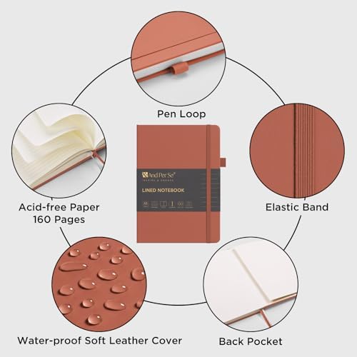 &And Per Se Lined Journal Notebook, 160 Pages, A5 5.7 x 8 inches College Ruled Thick Paper Notebook Journals for Writing, Hardcover Notebooks for Women Men Office School (1 Pack, Terracotta) - Image 4