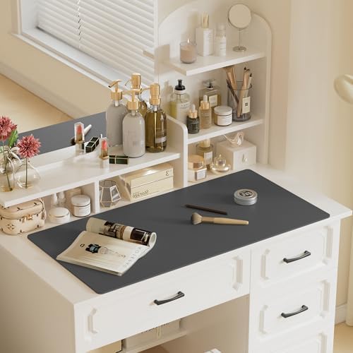 Aothia Faux Leather Desk Mat – Large Mouse Pad, Non-Slip PU Leather Blotter, Waterproof Writing Surface for Office and Home (Grey, 47.2" x 23.6") - Image 6