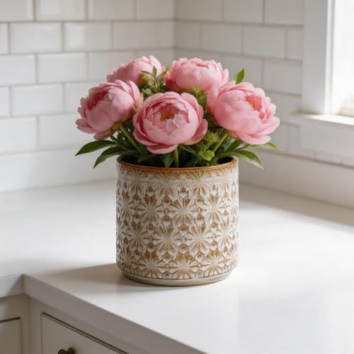 Ceramic Planter Ceramic Plant Pot, 5.3 Inch Small Planter with Unique Glaze, Home Decor Indoor Outdoor Flower Pot for Succulents Cactus Herbs, Living Room Office Decoration Farmhouse No drainage hole - Image 5