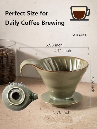Gomakren Pour Over Coffee Maker Ceramic Coffee Dripper, Single-Hole Cone - Image 2