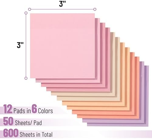 Mr. Pen- Sticky Notes, 3"x3", 12 Pads, 600 Sheets, Colorful - Image 2