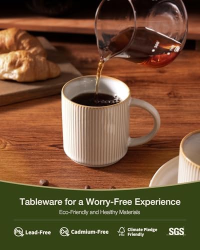 famiware Coffee Mug Set of 4, Star 12 oz Ceramic Mugs Cups Set with Handle - Image 2