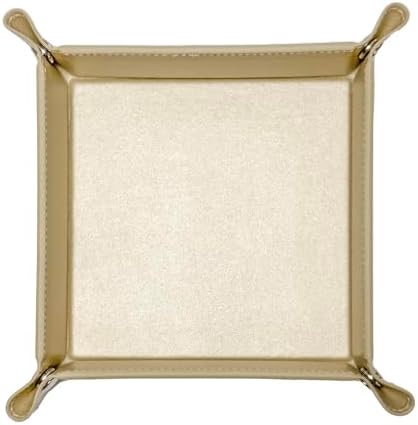UnionBasic Small Valet Tray, Jewelry Tray for Rings Watches Earrings, Entryway Catchall Caddy for Coins Keys Change, Nightstand Bedside Valet Holder, Trays for Electronic Gadgets, Pale Gold - Image 7