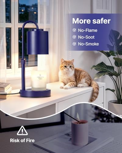CASTLELIFE Dimmable Candle Warmer Lamp with Timer, Height Adjustable Candle Warmer for Jar Candles, Electric Wax Melt Warmer for Home Decor House Warming Gifts, Birthday Gifts for Women,Blue - Image 4