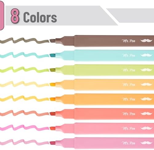 Mr. Pen- Aesthetic Highlighters No Bleed, 8 Pack, Assorted Colors | Chisel Tip, Cute Highlighters Assorted Colors for Journaling, Highlighting, Underlining, Fast Dry, Back to School Supplies - Image 2