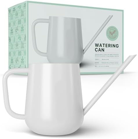 Metal Indoor Plant Watering Can with Long Spout 1000ml - White by LOOPSEED