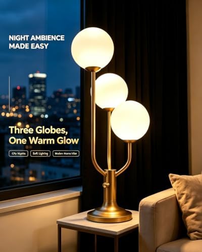 Lightdot Gold Globe Table Lamp for Bedroom Gift G9 Bulbs Included Dimmable - Image 6