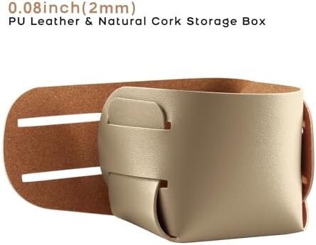 HOMIEAZICOZI 2-Pack Cork Leather Desk Accessories Storage - Pencil Pen Holder - Makeup Brush Holder Organizer - Stylish Addition to Home Decor (Champagne Gold) - Image 2