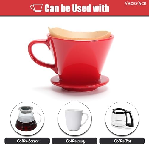 Pour Over Coffee Dripper Ceramic, Small Size, Red Single Hole - Image 6