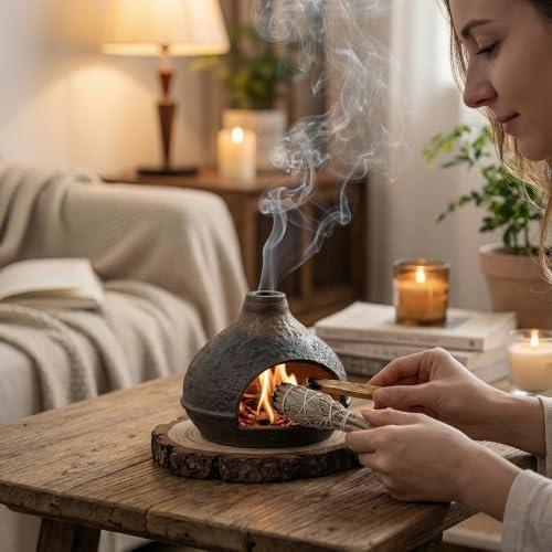 Handmade Ceramic Palo Santo Holder - Mini Chimenea Incense Burner - Image 3