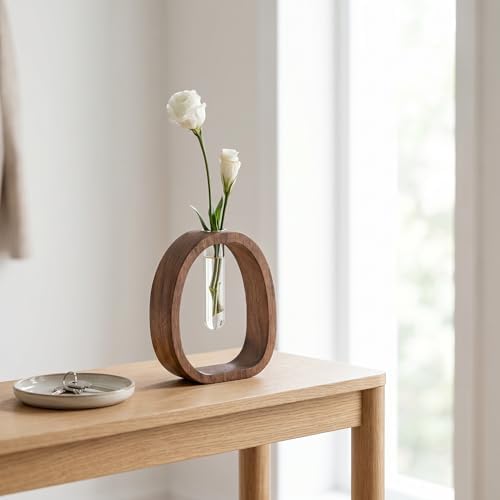 Wooden Frame Glass Test Tube Vase,Hydroponic Propagation Station - Image 3