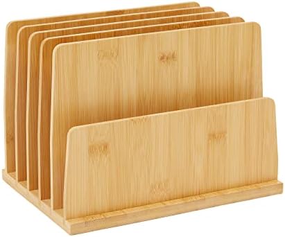 Bamboo Wooden Mail Holder, File Sorter for Letter and Folder Document Storage, Envelope Organizer with 5 Slots for Office Desk, Countertop, Home Organization (10x7 in) - Image 6