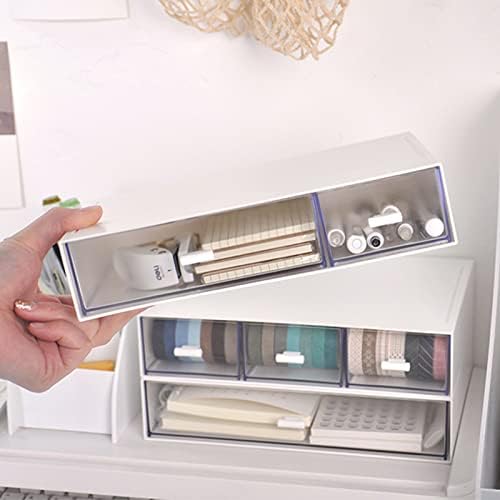 Desk Organizer-Stackable Storage Drawers, Desk Drawer Organizer Perfect For Collection Small Item/Cosmetic Office Supplies - 2 drawers (White) - Image 2