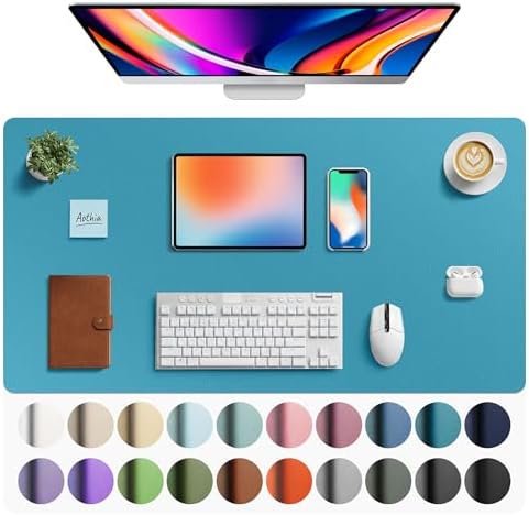 Aothia Faux Leather Desk Mat - Large Mouse Pad, Non-Slip PU Leather Blotter, Waterproof Writing Surface for Office and Home (Turquoise, 40" x 24") by AothiaSimpleNaturalUnique