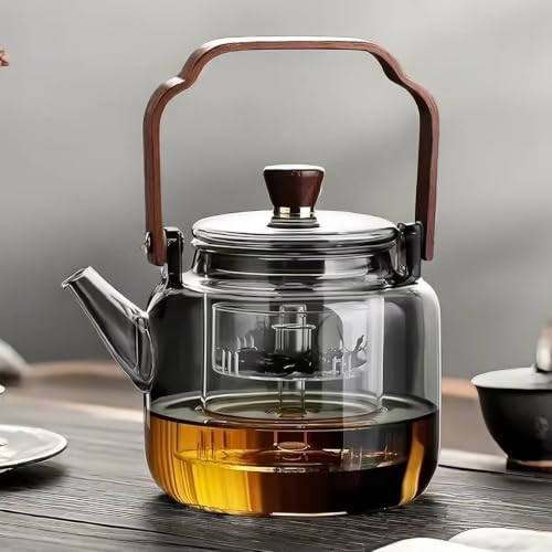 Tea Pot with Infuser for Loose Leaf Tea, Glass Teapot Stovetop, Heat Resistant Borosilicate Tea Kettle, Clear, 34oz/1000ml Capacity, Tea Strainer - Image 2