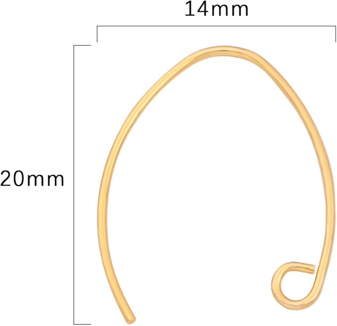 18K Gold Plated Earring Hooks U Shape 14x20mm 40pcs for Jewelry Making Findings