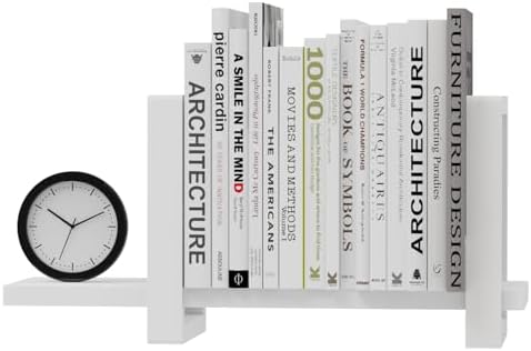 100% Solid Wood Adjustable Desktop Bookshelf, Retro Tabletop Bookshelf, Desk Shelf for Living Room, Home, Office, Perfect for Magazine, Books, Cookbooks, No Tools Required to Assemble (White) by Soultopxin