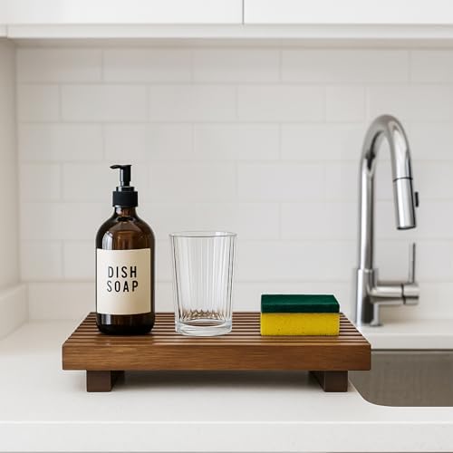 Acacia Wood Risers for Bathroom Tray Kitchen Counter Decor Sink Soap Dish - Image 3