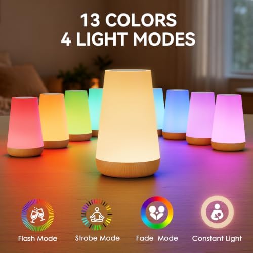Auxmir Rechargeable Night Light, Touch Table Lamp with Remote, Light Brown - Image 2