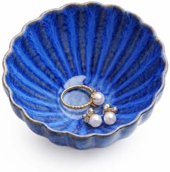 Blue Glaze Ceramic Jewelry Dish Tray,Small Ring Holder Dish Jewelry Tray by GISK