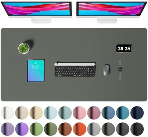 Aothia Faux Leather Desk Mat – Large Mouse Pad, Non-Slip PU Leather Blotter, Waterproof Writing Surface for Office and Home (Jungle Green, 47.2" x 23.6") by AothiaSimpleNaturalUnique