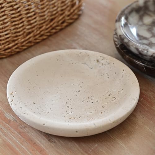 ZSHAWN Natural Beige Travertine Ring Dish Jewelry Tray – 5.5" Trinket Dish - Image 6