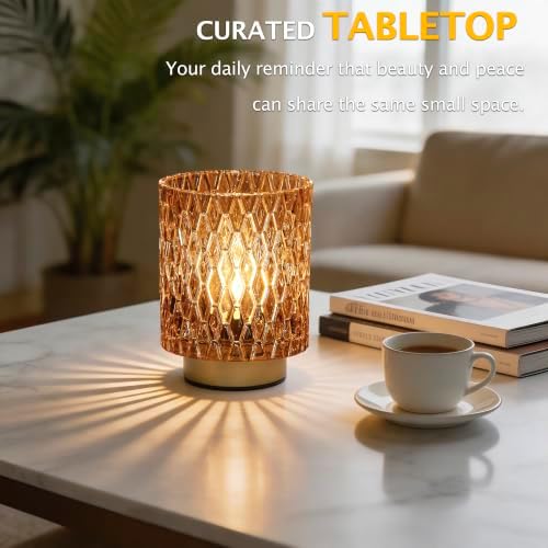 ULAROOM Battery Operated Table Lamp,Cordless Small Accent lamp, Amber - Image 4