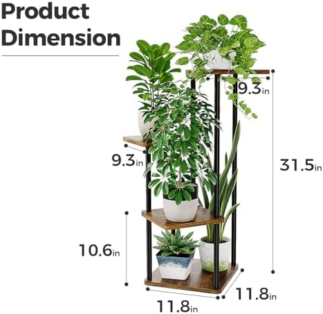 Bamworld Small Plant Stand 4 Tier Corner Plant Shelf for Indoor Plants - Image 5