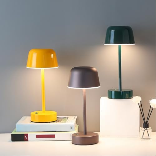 Rechargeable Table Lamp, Yellow Mushroom Table Lamp with USB Port, Battery Operated Touch Small Lamp for Nightstand, Bedside, Bedroom, Living Room, Dining Room - Image 4
