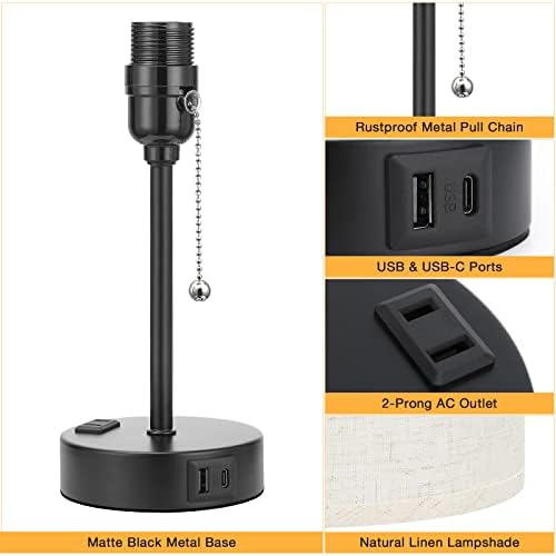 Small Bedside Table Lamp for Bedroom - Desk Lamp with USB Ports for Dorm - Image 5