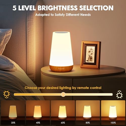 Auxmir Rechargeable Night Light, Remote Control Lamp, Light Brown-2 Pack - Image 3