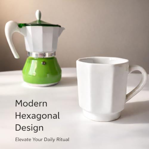 Minimalist White Ceramic Coffee Mug Set of 2 – 12 oz Modern Style Cups – Matte Finish – Elegant Kitchen & Café Aesthetic – Dishwasher Safe - inspired by Italian coffee design - Image 3