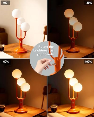 Lightdot Vintage Orange Table Lamp Dimmable Globe Lamp G9 3 Bulbs Included - Image 3