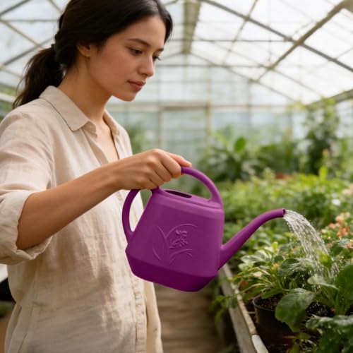 Plastic Watering Can - 1/2 Gallon - Rose Red - Image 4