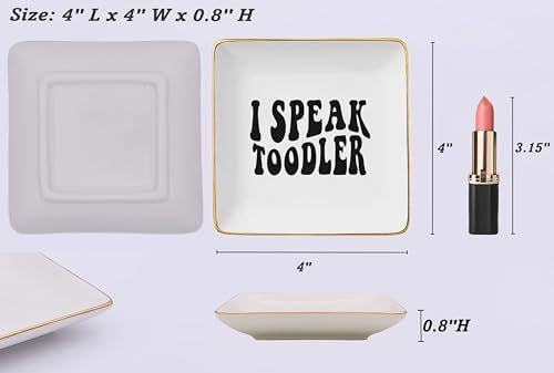 I Speak Toddler-Cute Preschool Teacher Gifts-Funny Mom Appreciation Gifts-Babysitter Gifts-Daycare Provider Gifts-New Mom Gift-Birthday Christmas Gifts-Ceramic Jewelry Tray Trinket Holder Ring Dish - Image 5