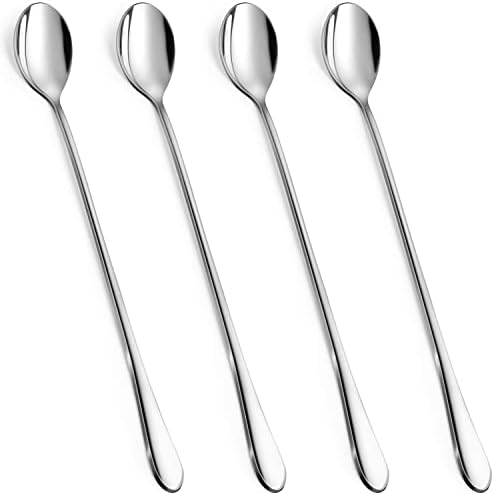 Rainspire 9-Inch Long Coffee Spoons for Coffee Bar, Coffee Stirrers Ice Cream Spoon Tea Spoons Stainless Steel Long Spoon for Cocktail Stirring Iced Tea, Coffee Bar Accessories, 4 Pack by Rainspire
