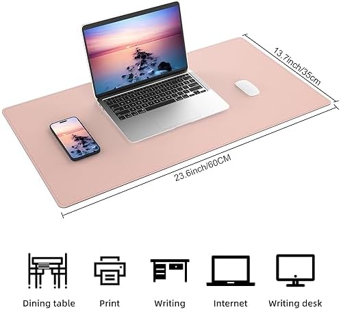 AFIING Leather Desk Pad Protector, Pink, 23.6" x 13.7" - Image 2